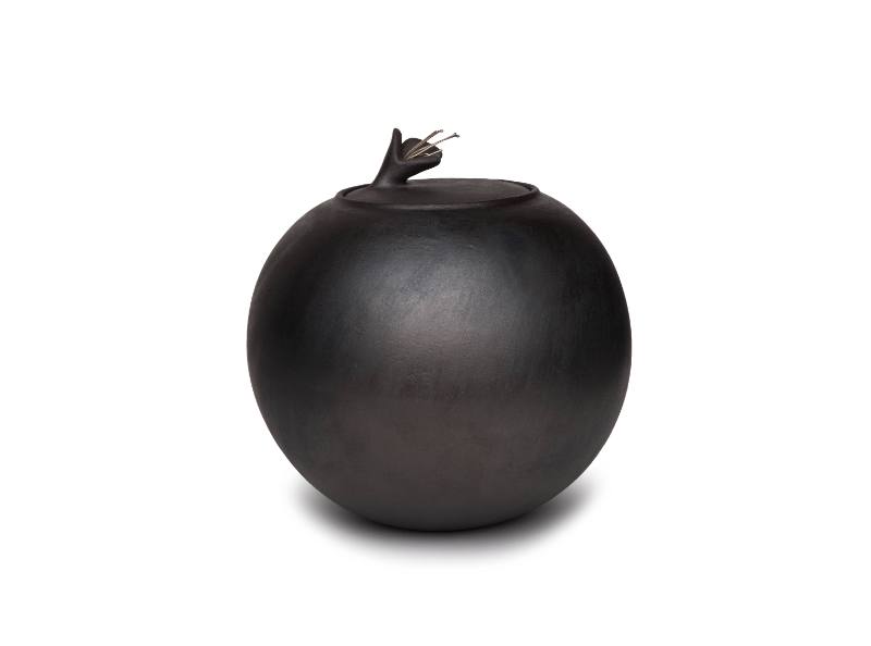 Black pot with lid
