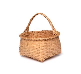 Twill plaited basket with handle