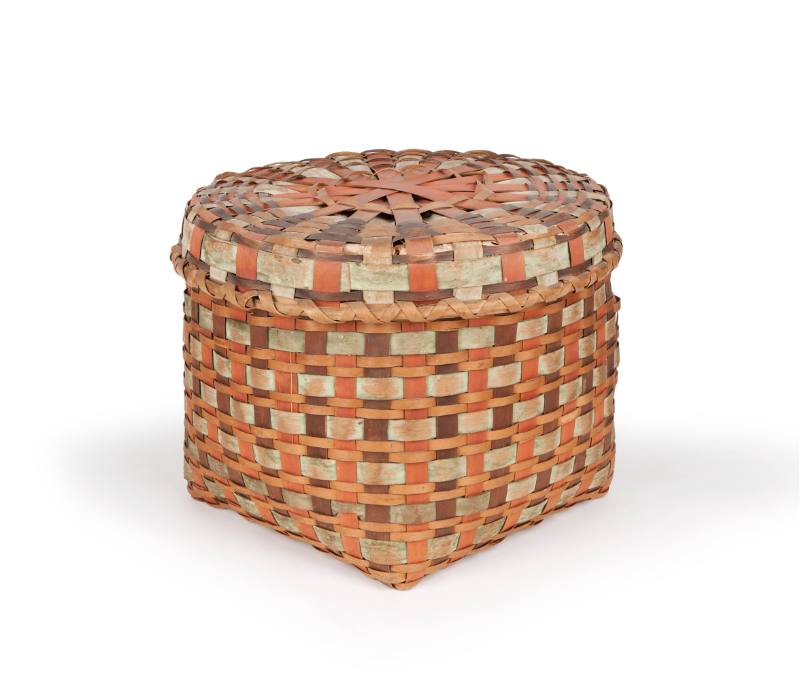 Round storage basket with lid